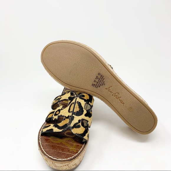 Sam Edelman Regis Leopard Wedge Mule Sandals Sz 10 - Picture 8 of 11